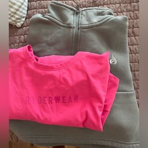 Long sleeve Ryderwear crop tops- size S athletic wear and half zip